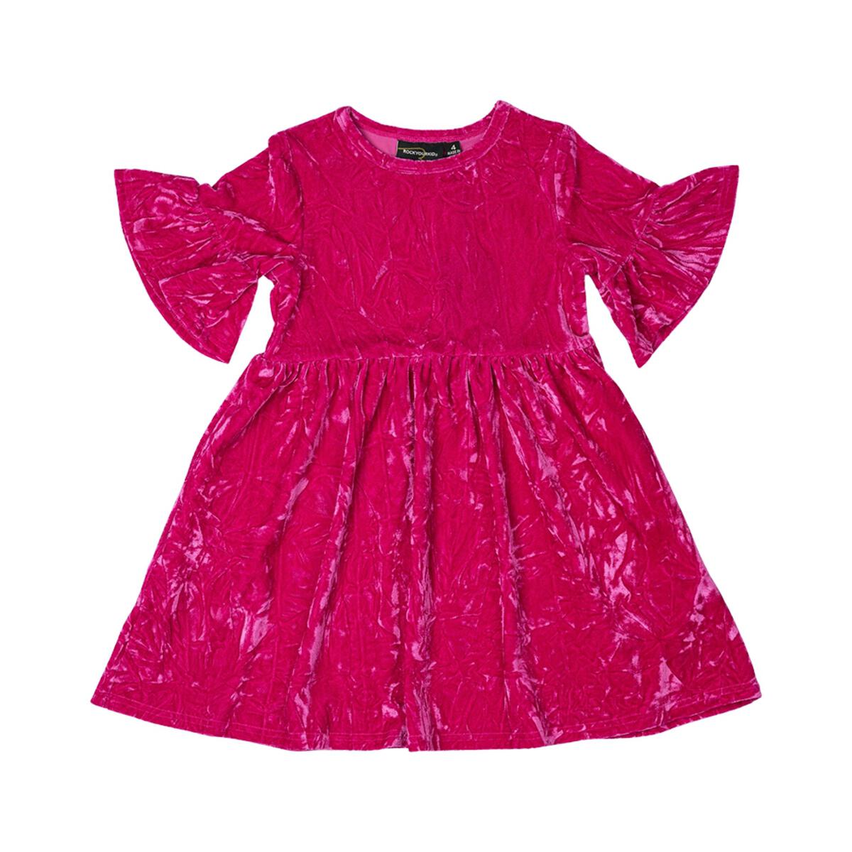 Hot Pink Crushed Velvet Dress