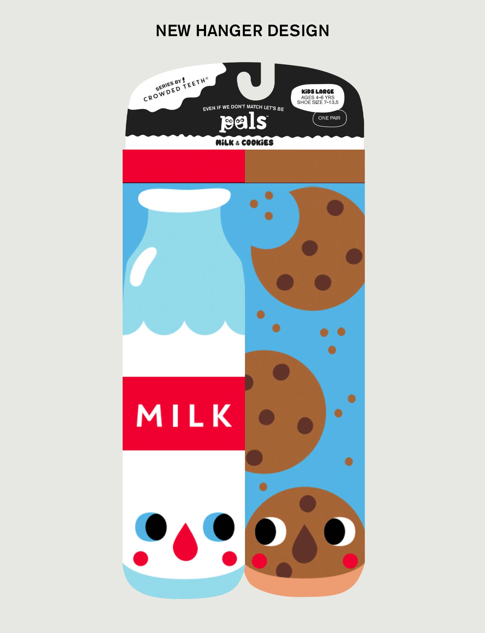 Milk & Cookies Non-Slip Mismatched Socks for Kids: KIDS LARGE