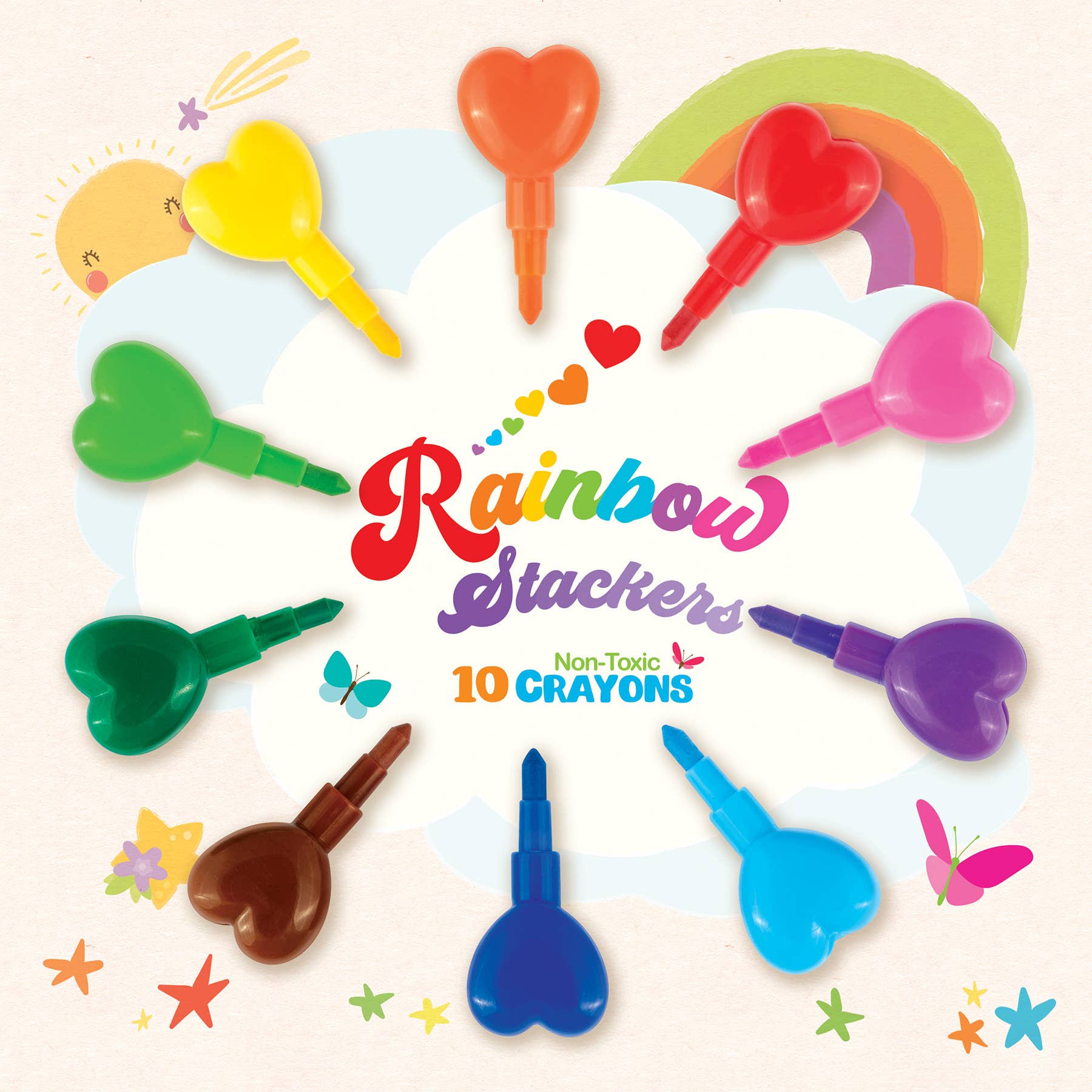 Rainbow Stackers | Heart and Star Shaped Stackable Crayons