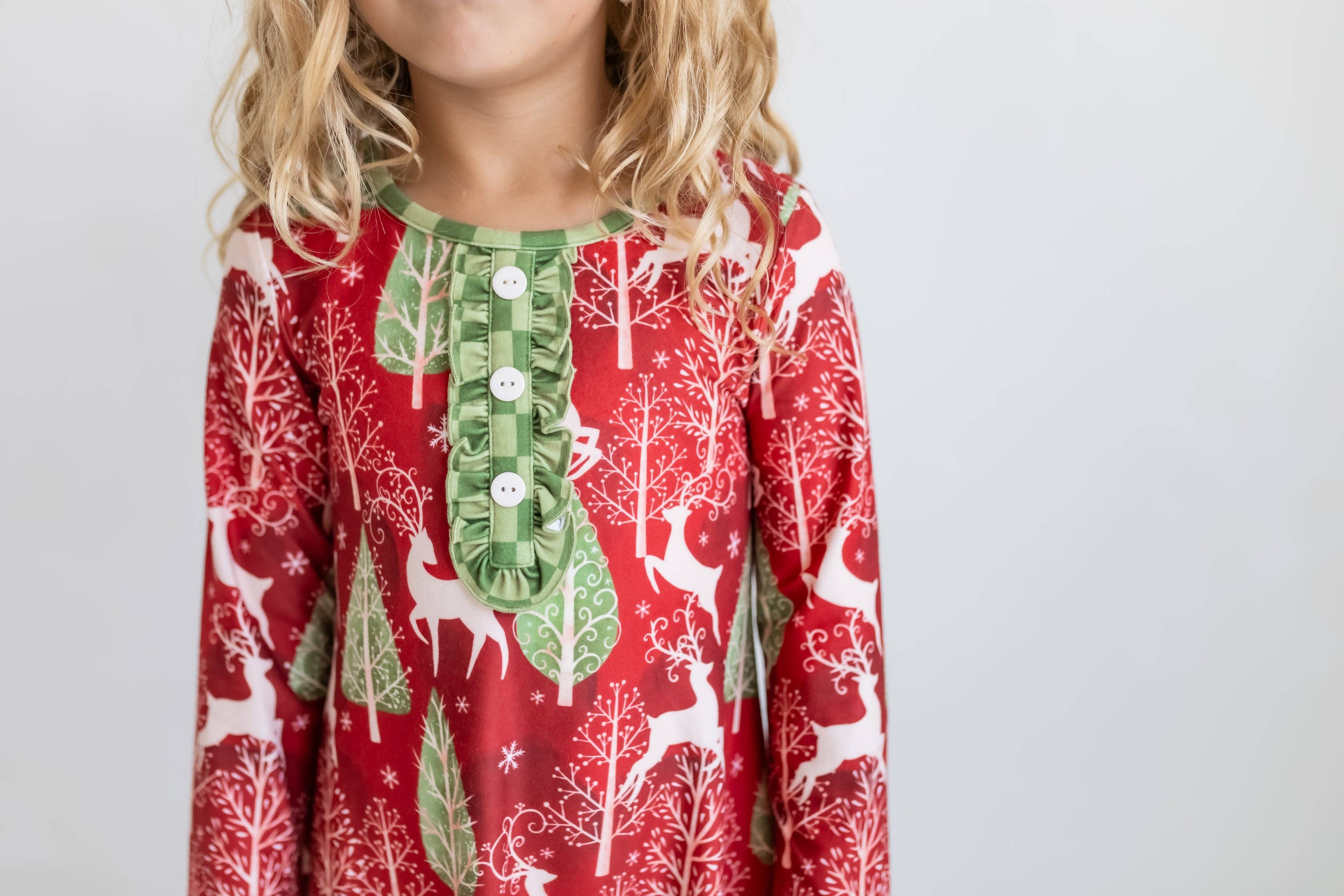 Red Christmas Holiday Reindeer Ruffle Lounge Play Gown