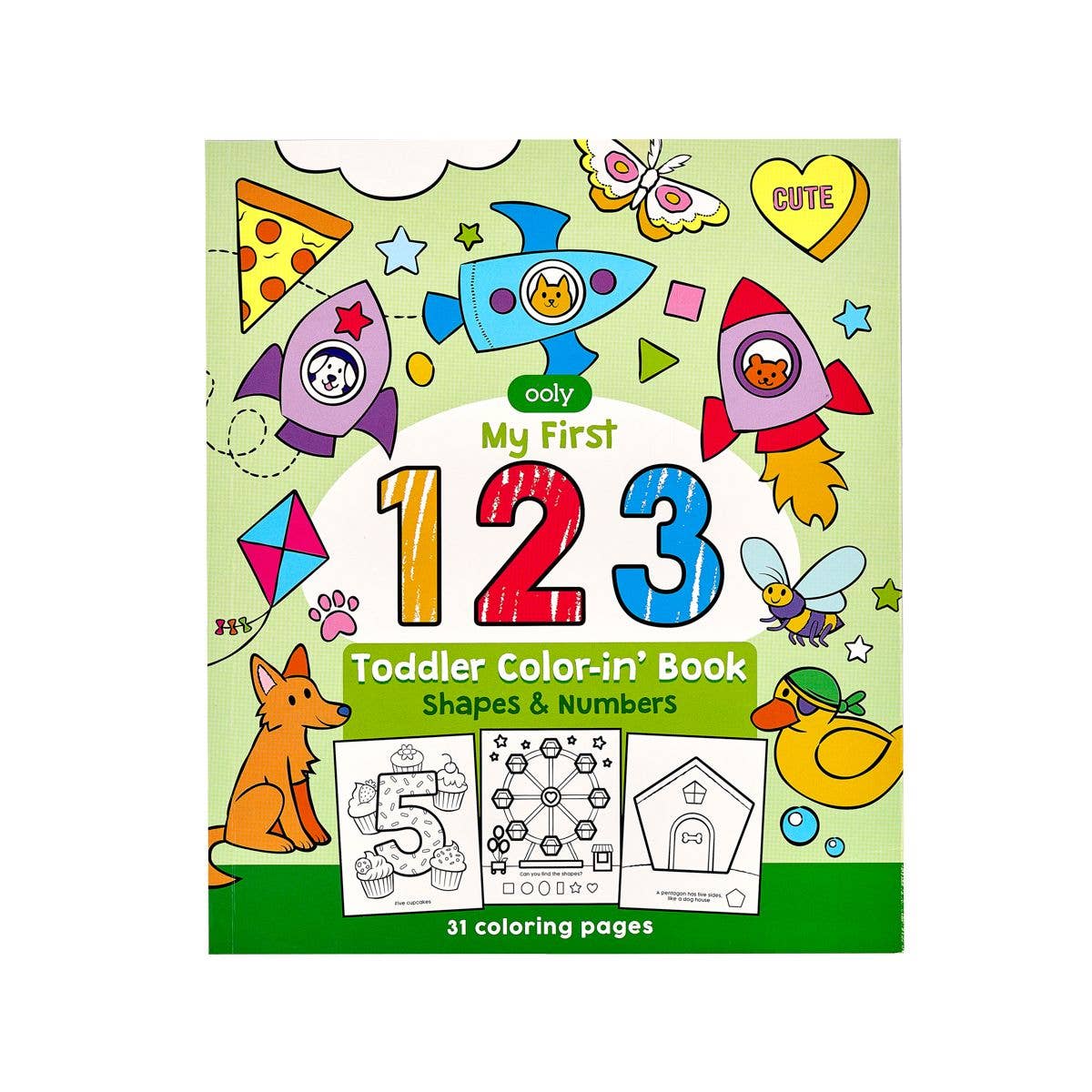 Color-in' Book: 123: Shapes + Numbers