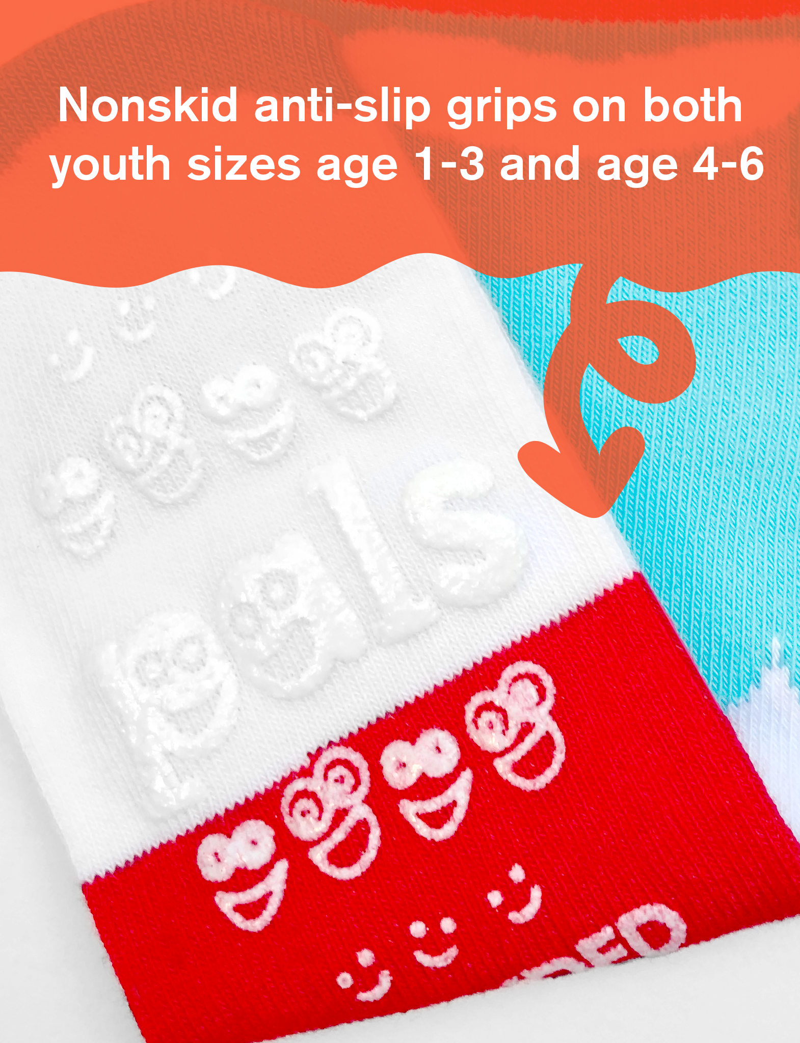 Milk & Cookies Non-Slip Mismatched Socks for Kids: KIDS LARGE