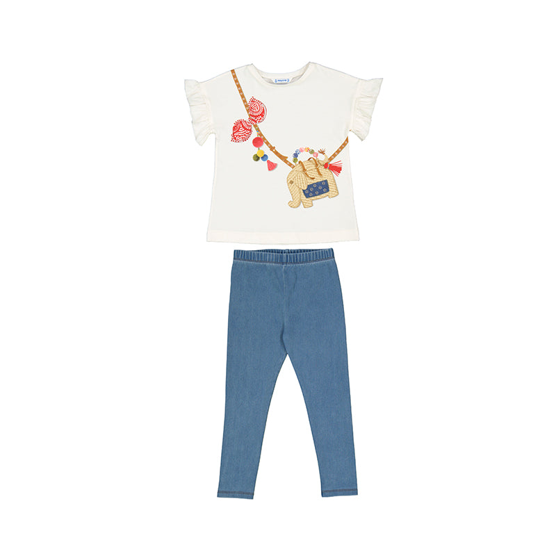 Knit Denim Leggings Set- Medium S24-3706