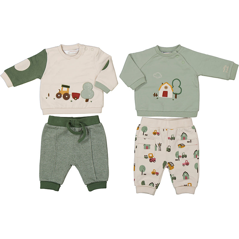 2 Piece Knit Set Two- Tractor print top Moss Pant W24-2625