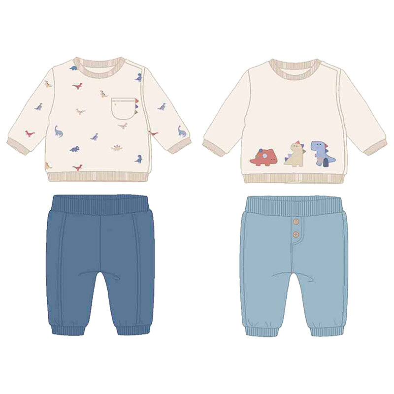 2 Piece Knit Set 1 Cream 3 Dino Top- W25 2620