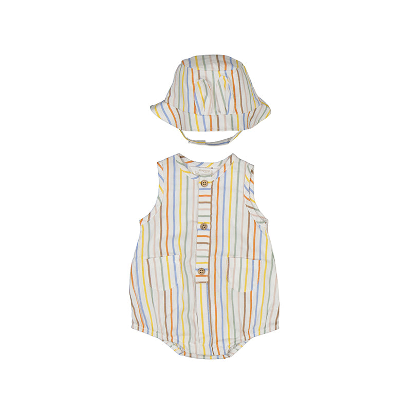 Striped Bodysuit w/Hat S25-1603
