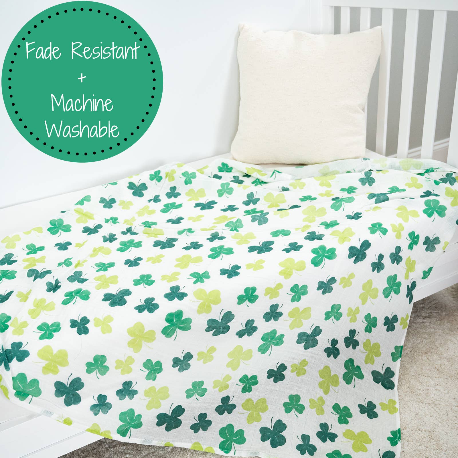 LollyBanks - Lucky Shamrock St. Patrick's Day Themed Baby Swaddle Blanket