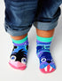 Penguin & Walrus Mismatched Animals Non-Slip Kids Socks: KIDS LARGE