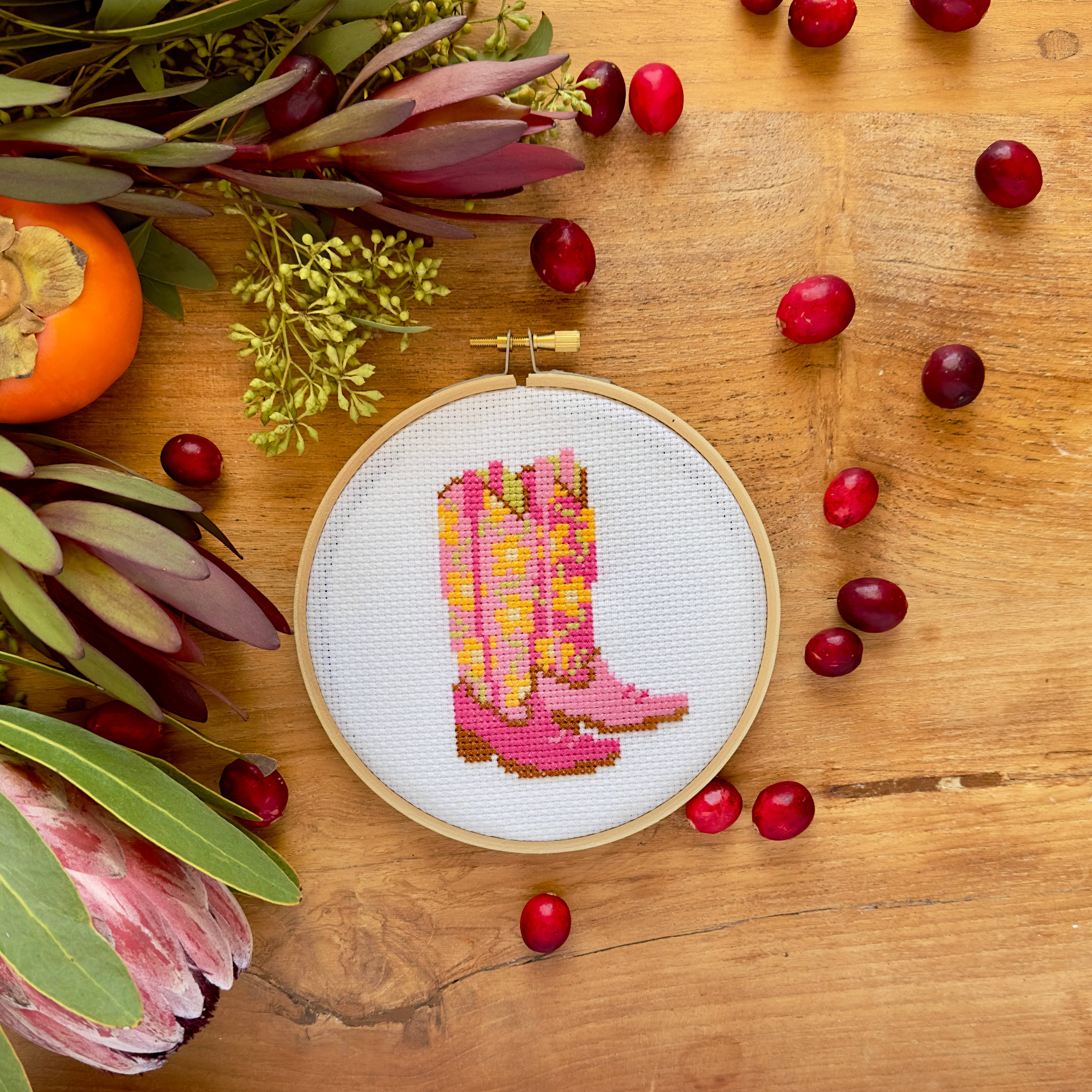 The Stranded Stitch - Cowgirl Boots Cross Stitch Kit