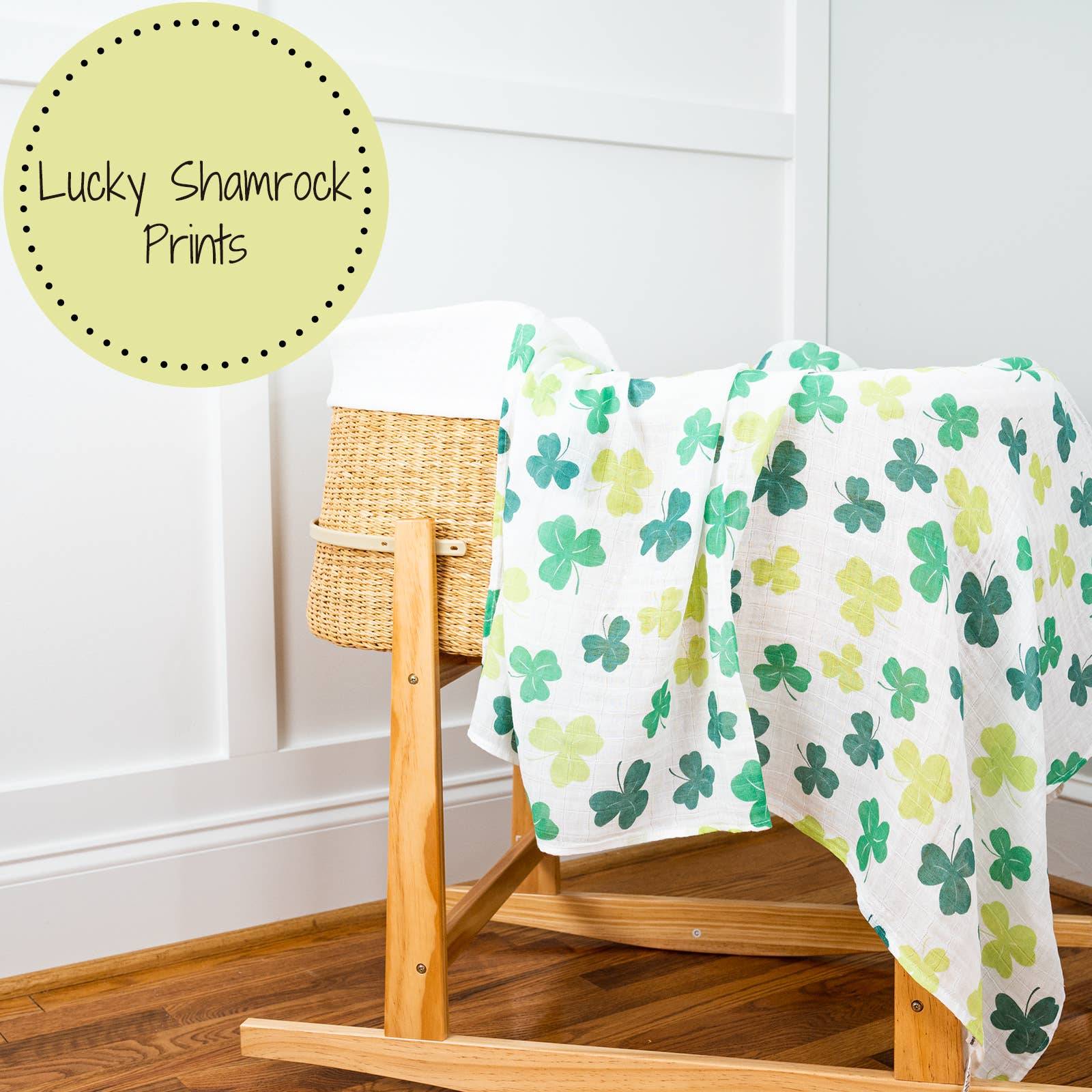 LollyBanks - Lucky Shamrock St. Patrick's Day Themed Baby Swaddle Blanket