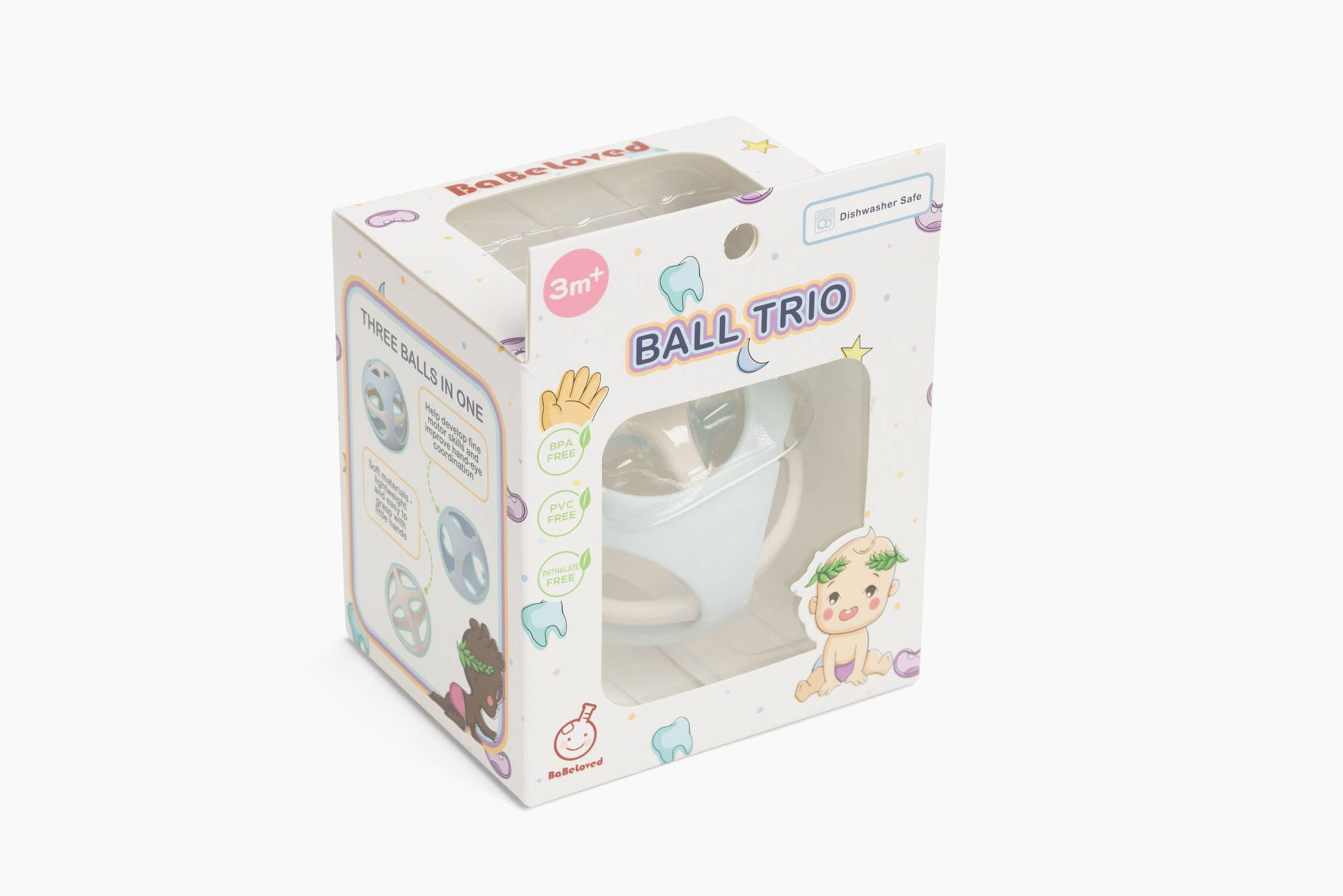 ToyLab - Ball Trio - Dual Teething Ball Toy Dishwasher Safe