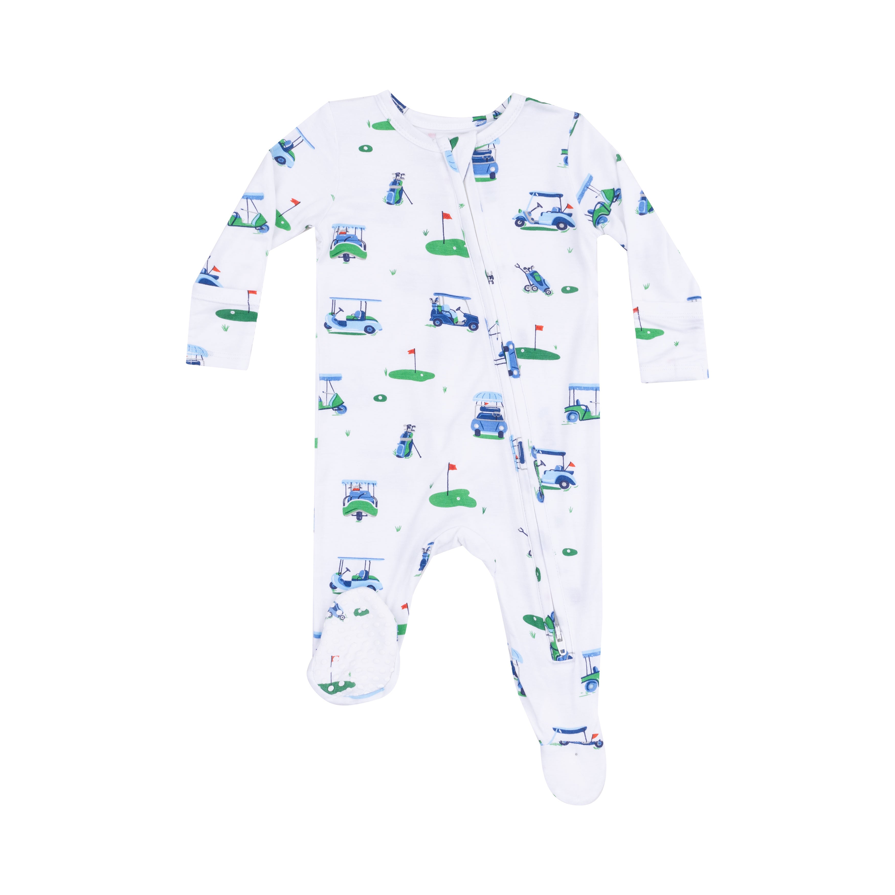 Vintage Golf Carts Blue 2 Way Zipper Footie S25