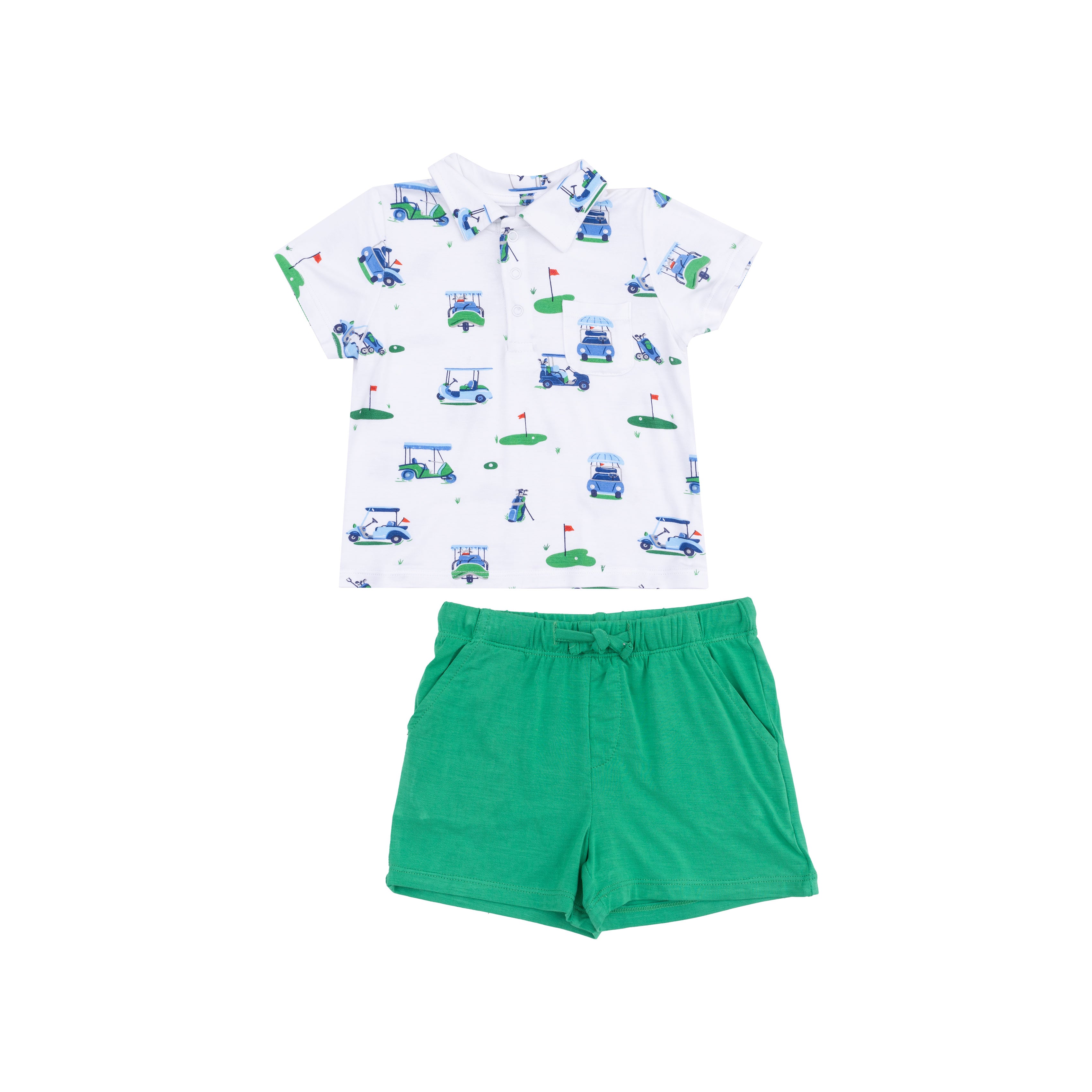 Vintage Golf Carts Blue Polo Shirt & Short Set S25