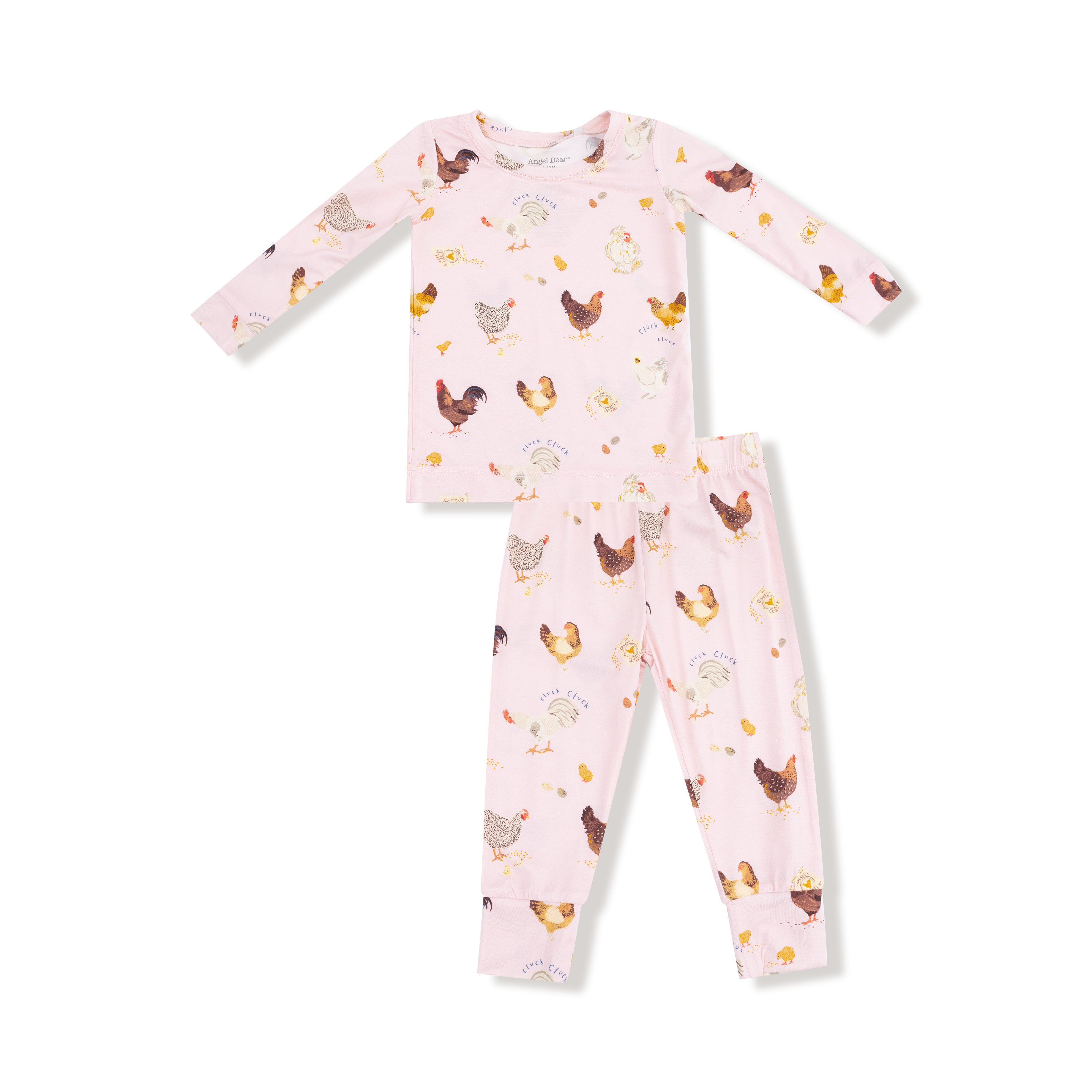 2 Piece Bamboo Lounge Wear Set L/S - Collector Chickens Pink W25