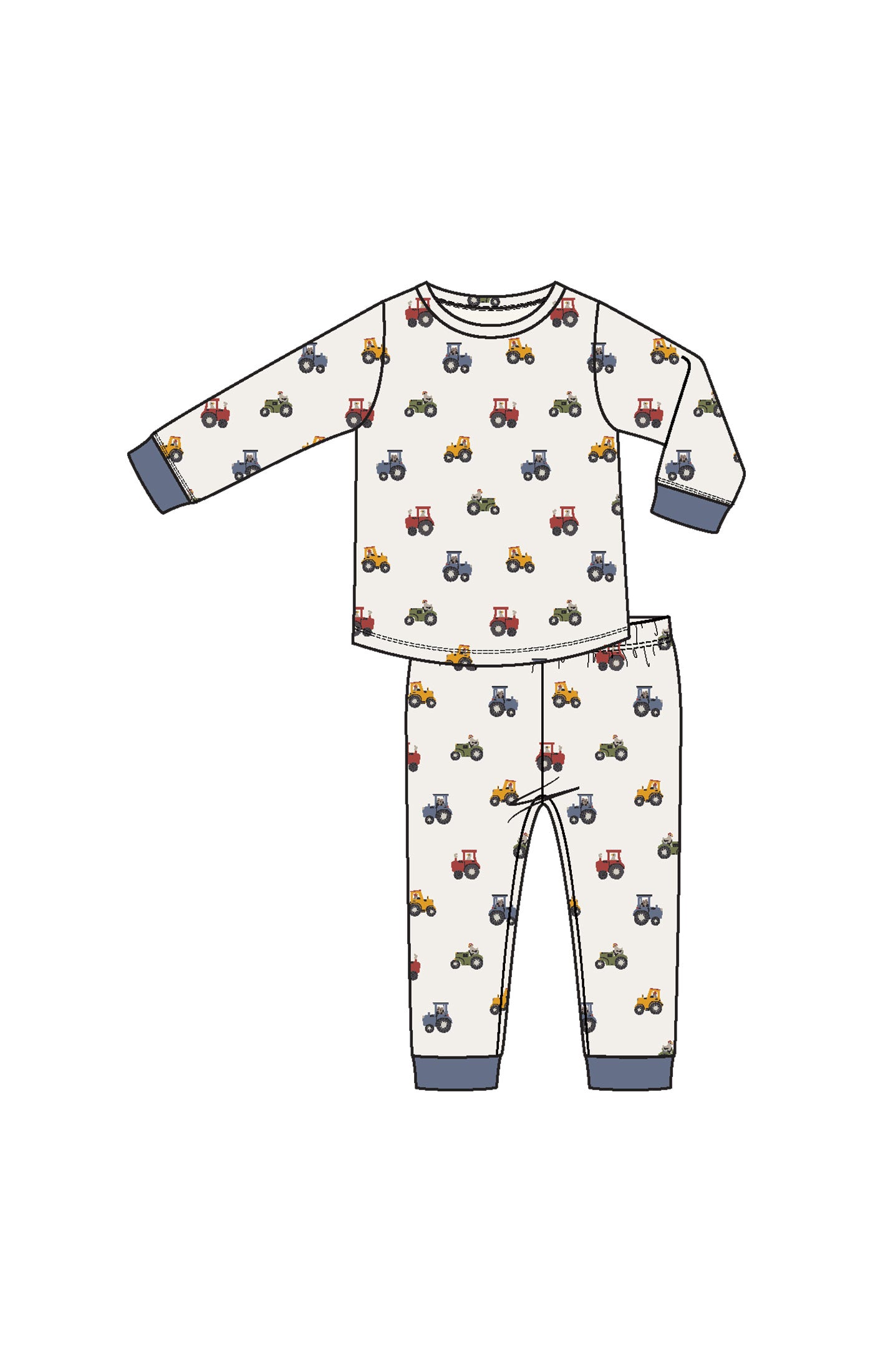 2 Piece Bamboo Lounge Wear Set L/S - Mini Tractors  W25