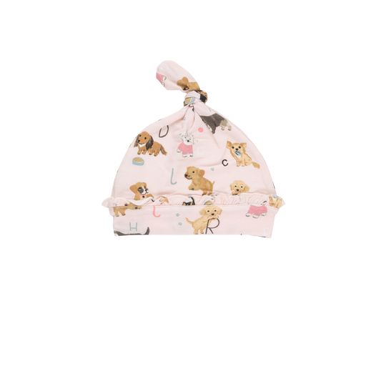 Knotted Hat - Puppy Alphabet Pink