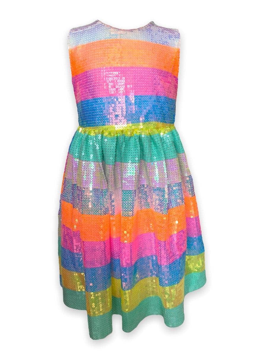 Sherbet Striped Sequin Party Dress