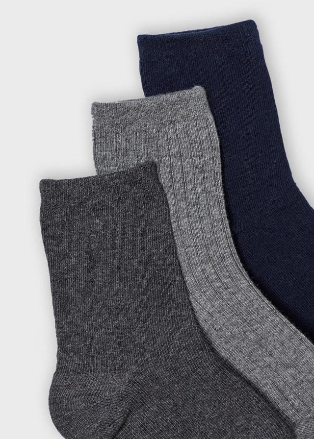Mayoral Solid Socks - 3-Pack Navy Blue/Grey