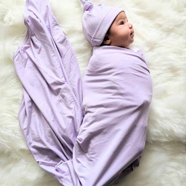 Swaddle Blanket & Hat Set - Light Purple