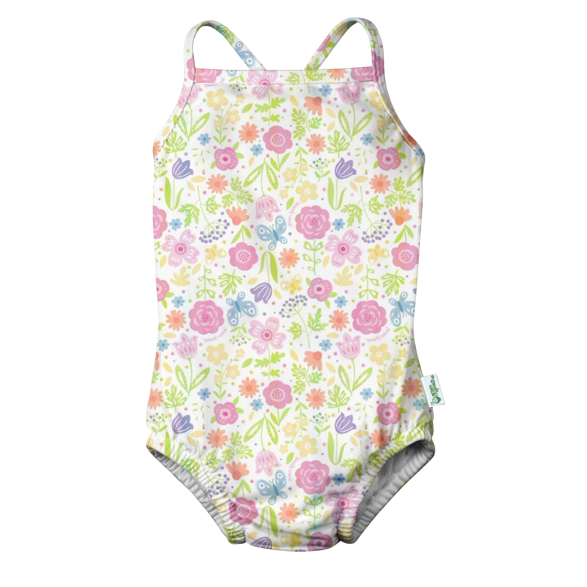 One-piece Classic Swimsuit with Built-in Reusable Absorbent Swim Diape
