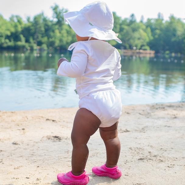 Snap Reusable Absorbent Swim Diaper - White