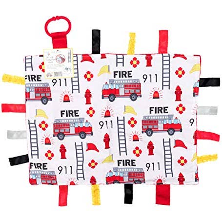 Firetrucks Taggy Comfort Blanket Learning Lovey 14" x 18"