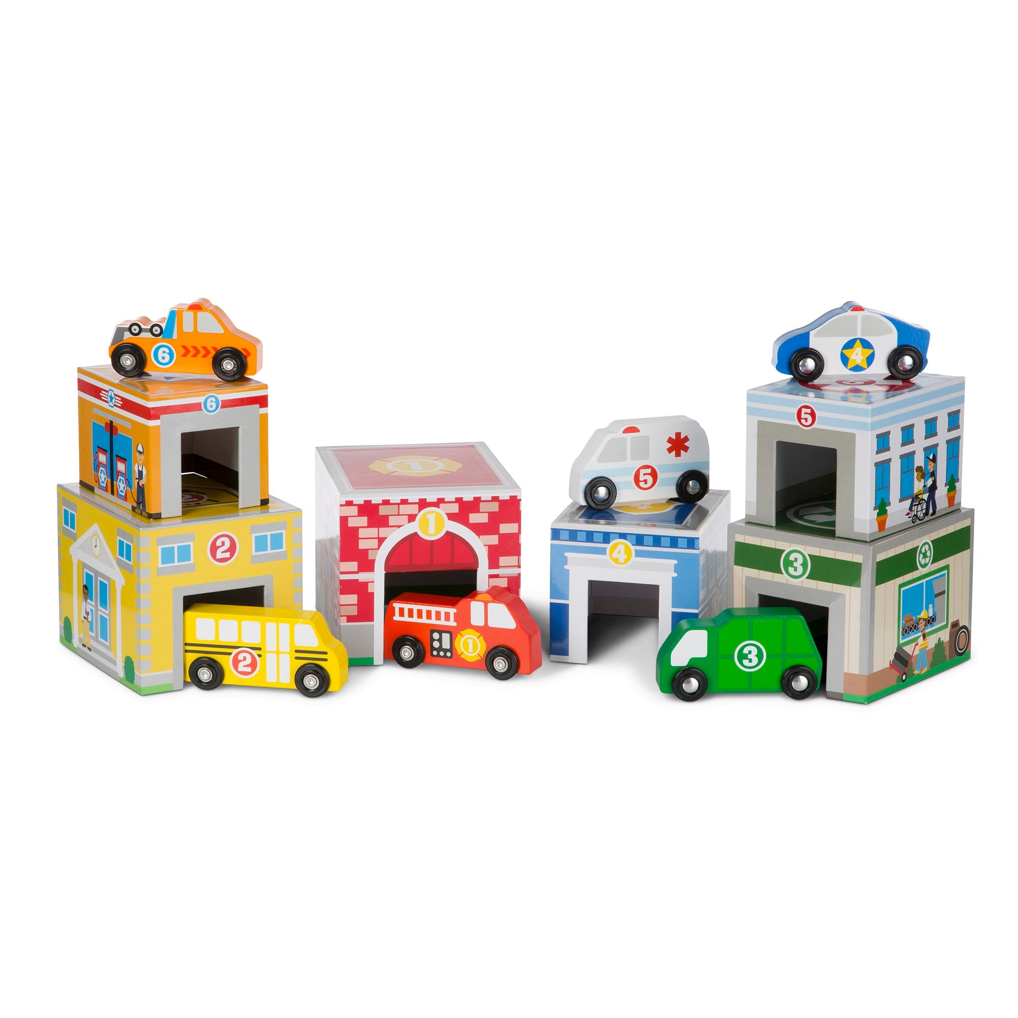 Melissa & Doug Nesting & Sorting Buildings & Vehicles