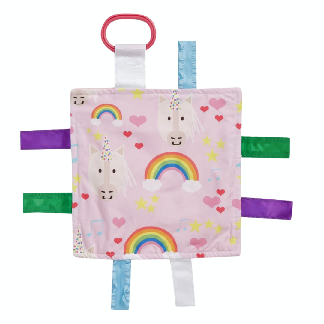 Baby Jack and Company - Unicorn Magic & Rainbow Learning Lovey Crinkle Tag Toy 8"x8"