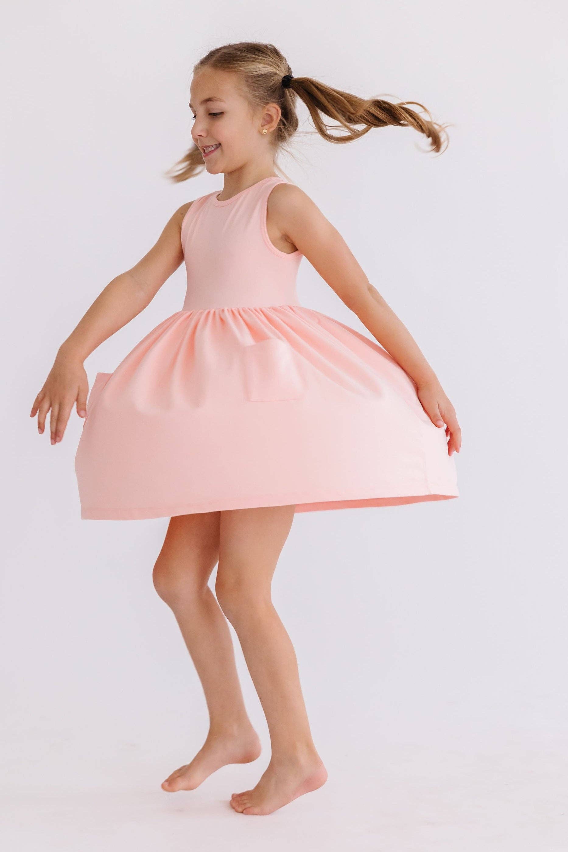 Mila & Rose - Peach Tank Pocket Twirl Dress