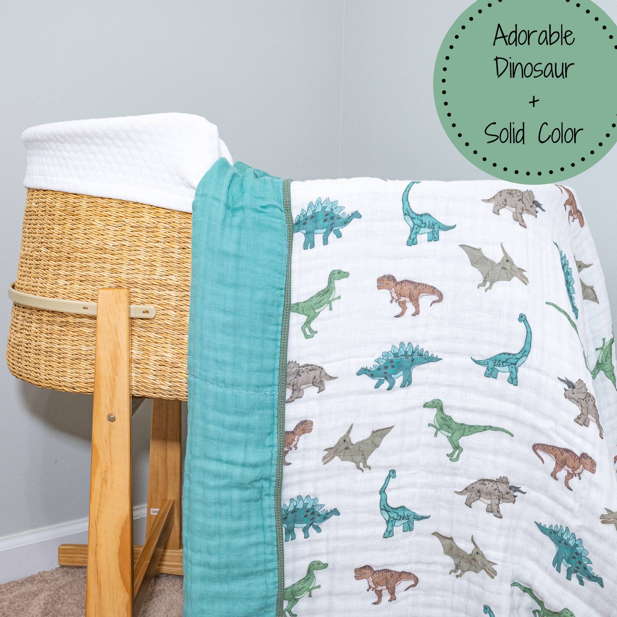 LollyBanks - Dinosaur Toddler 100% Cotton Baby Toddler Muslin Blanket