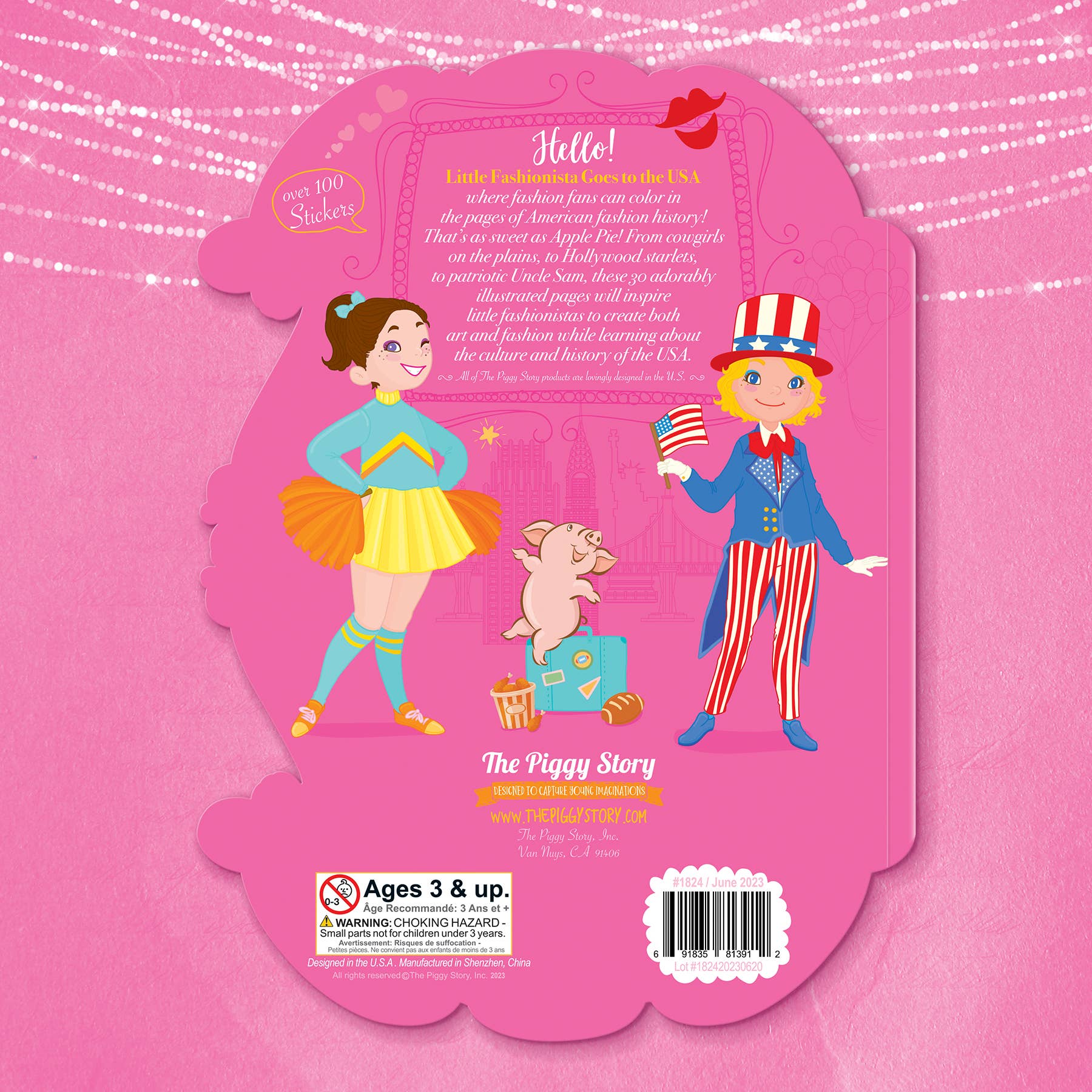 Little Fashionista Goes to the USA Coloring Book & Stickers