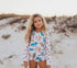 Kids Teal Surf Life Zip Rash Guard One Piece Swimsuit