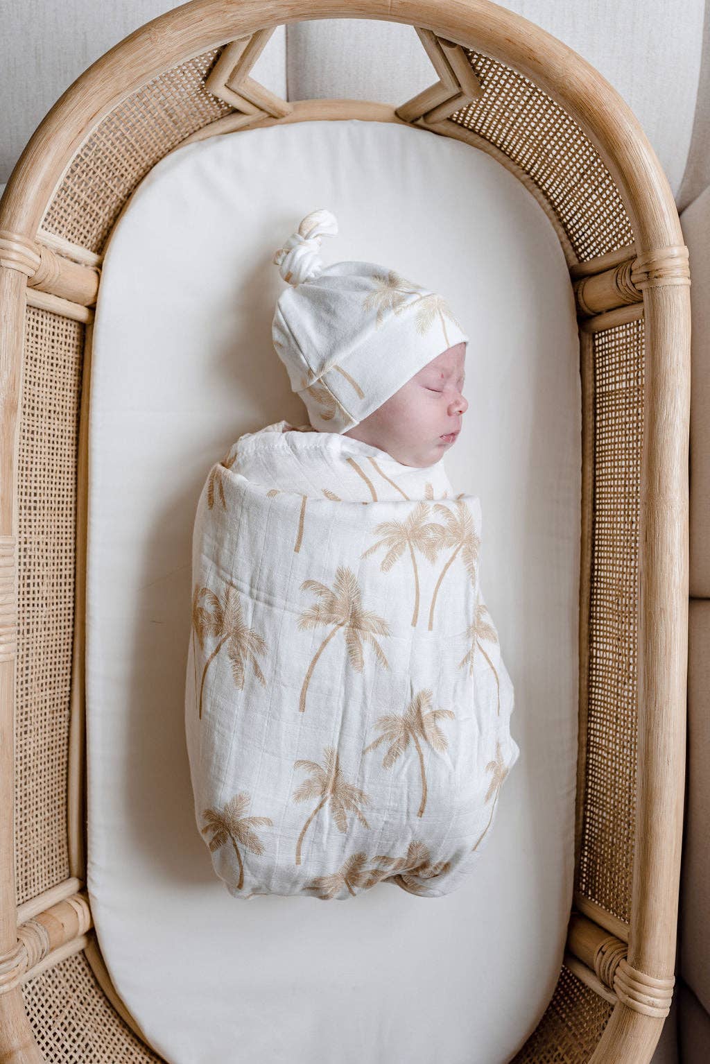 Cotton & Bamboo Swaddle - Tan Palm Tree