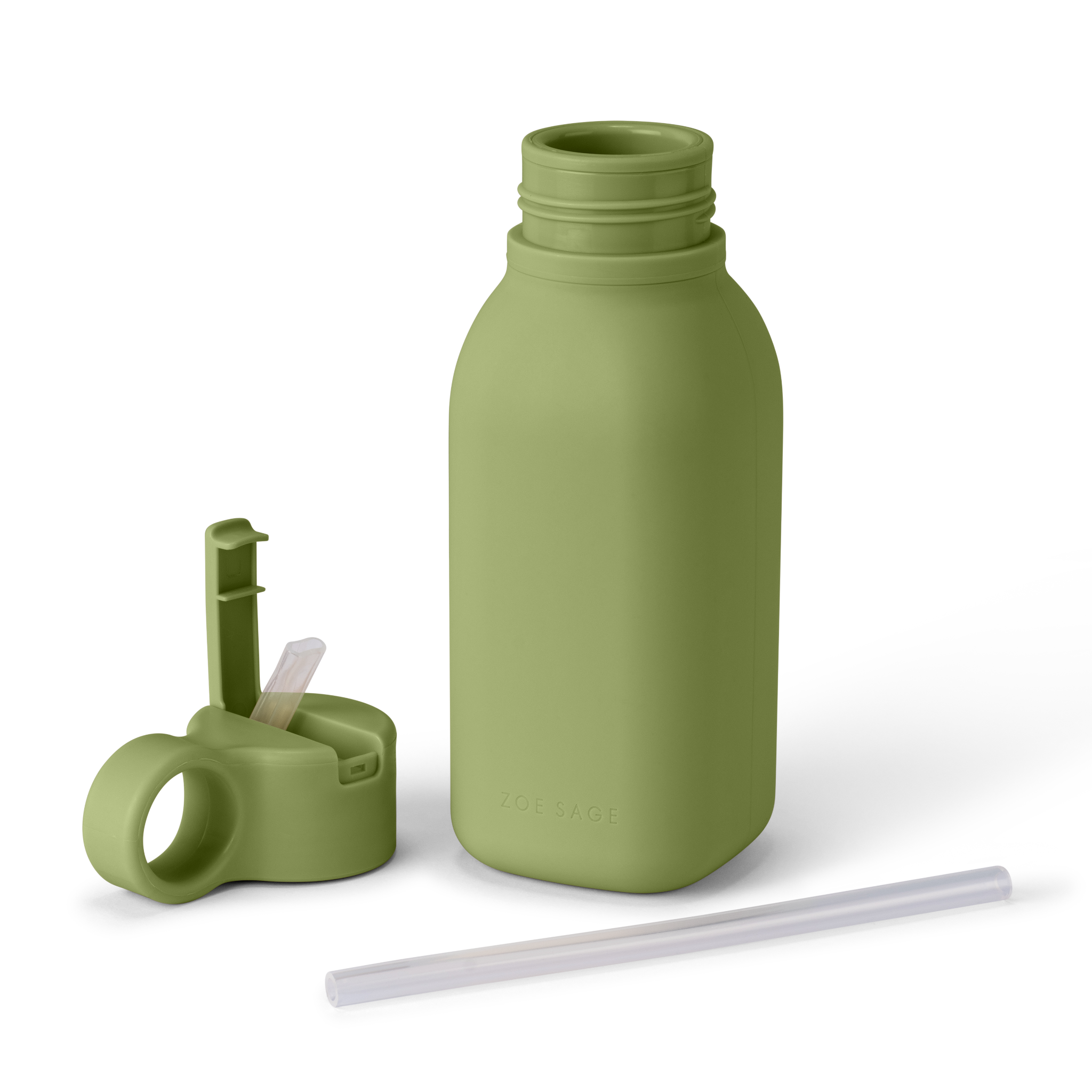 Zoe Sage - Silicone Water Bottle 450ml | Sage Green