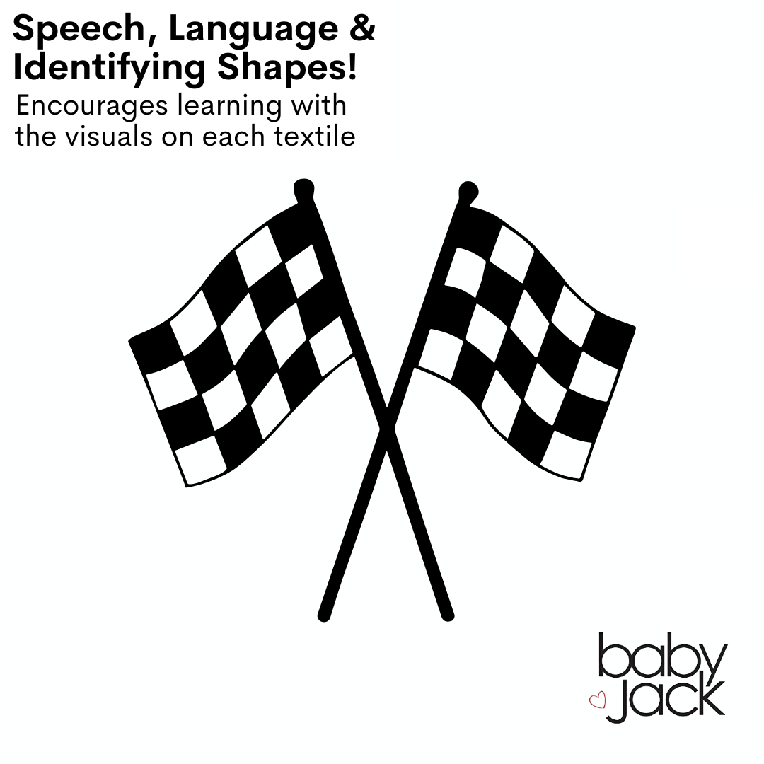 Baby Jack and Company - Racing Flag Baby NASCAR Tag Stroller Toy 10" x 10"