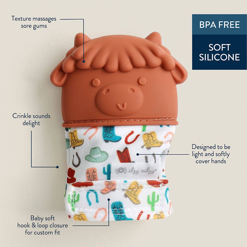 Itzy RitzItzy Mitt™ Silicone Teething Mitts: Bow