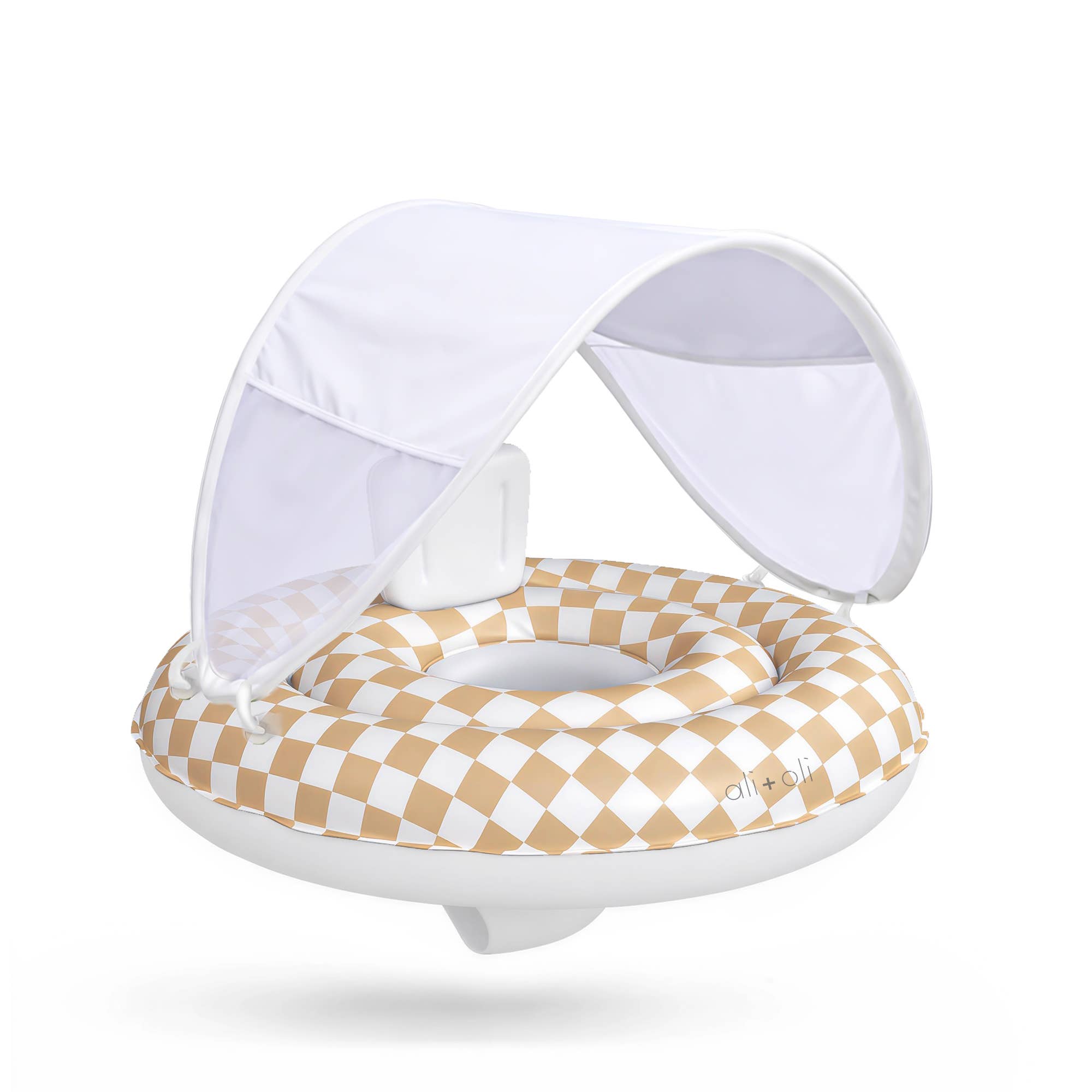 Ali+Oli - Ali+Oli Baby Swim Seat with Sun Canopy (Tan Checkers)