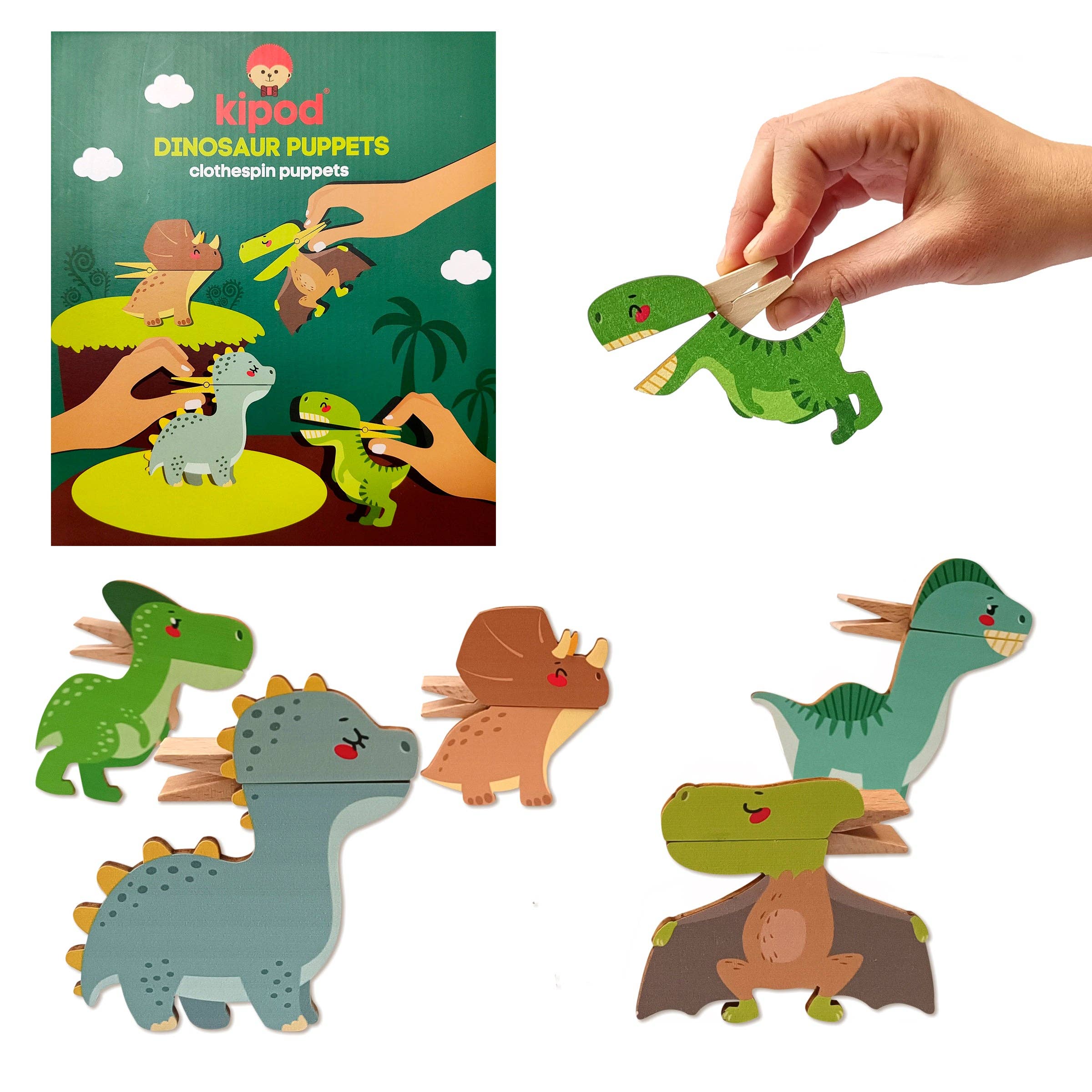 Nova Toys LLC - Clothespin Puppets Dinosaurs