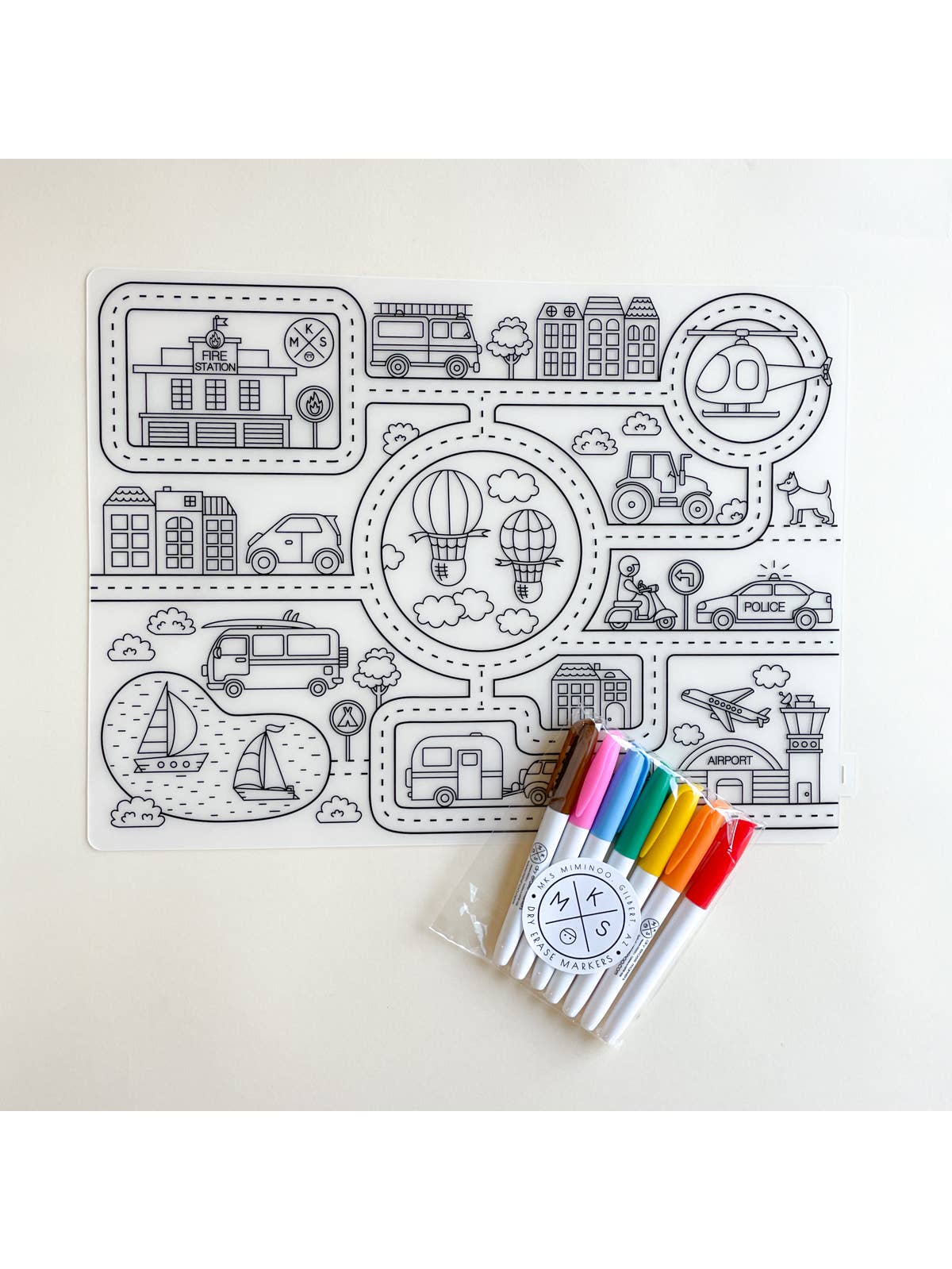 Silicone Reusable Coloring Tablemat For Kids - Roadmap