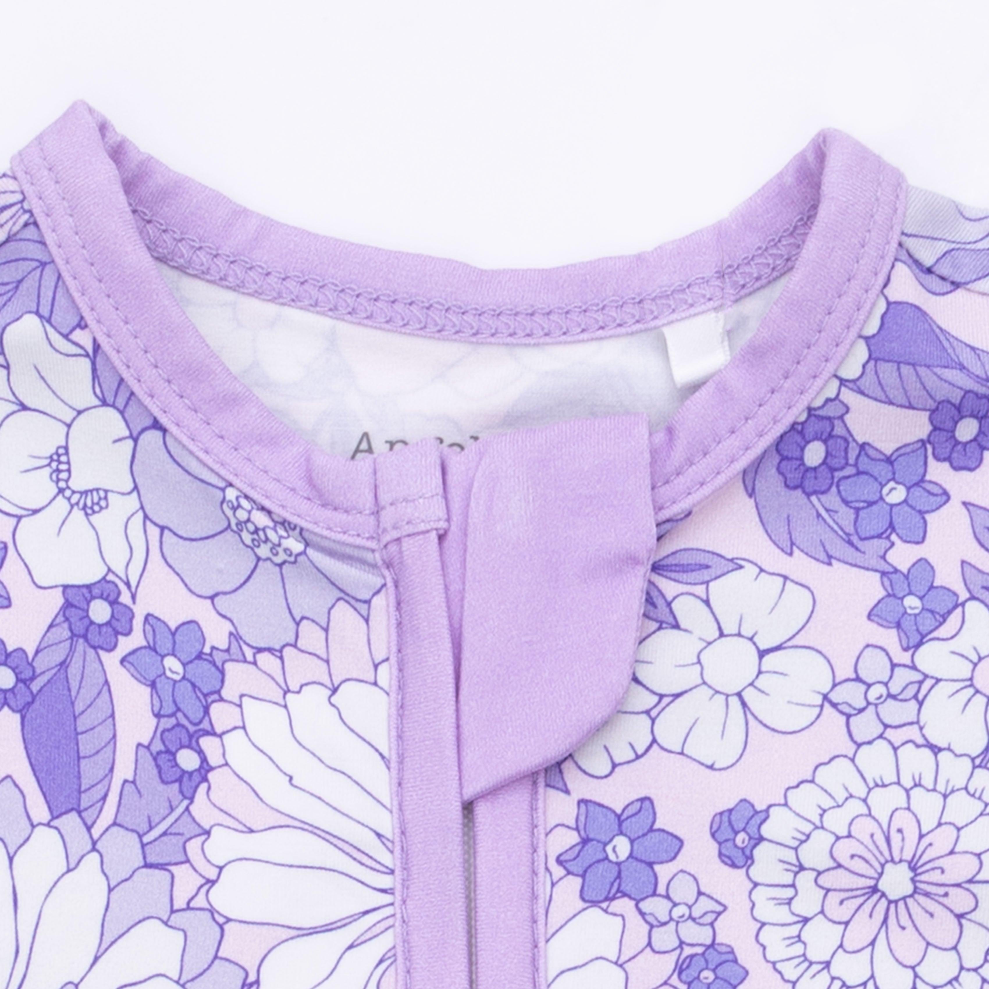 Angel Dear Lacy Lavender Floral Convertible Romper