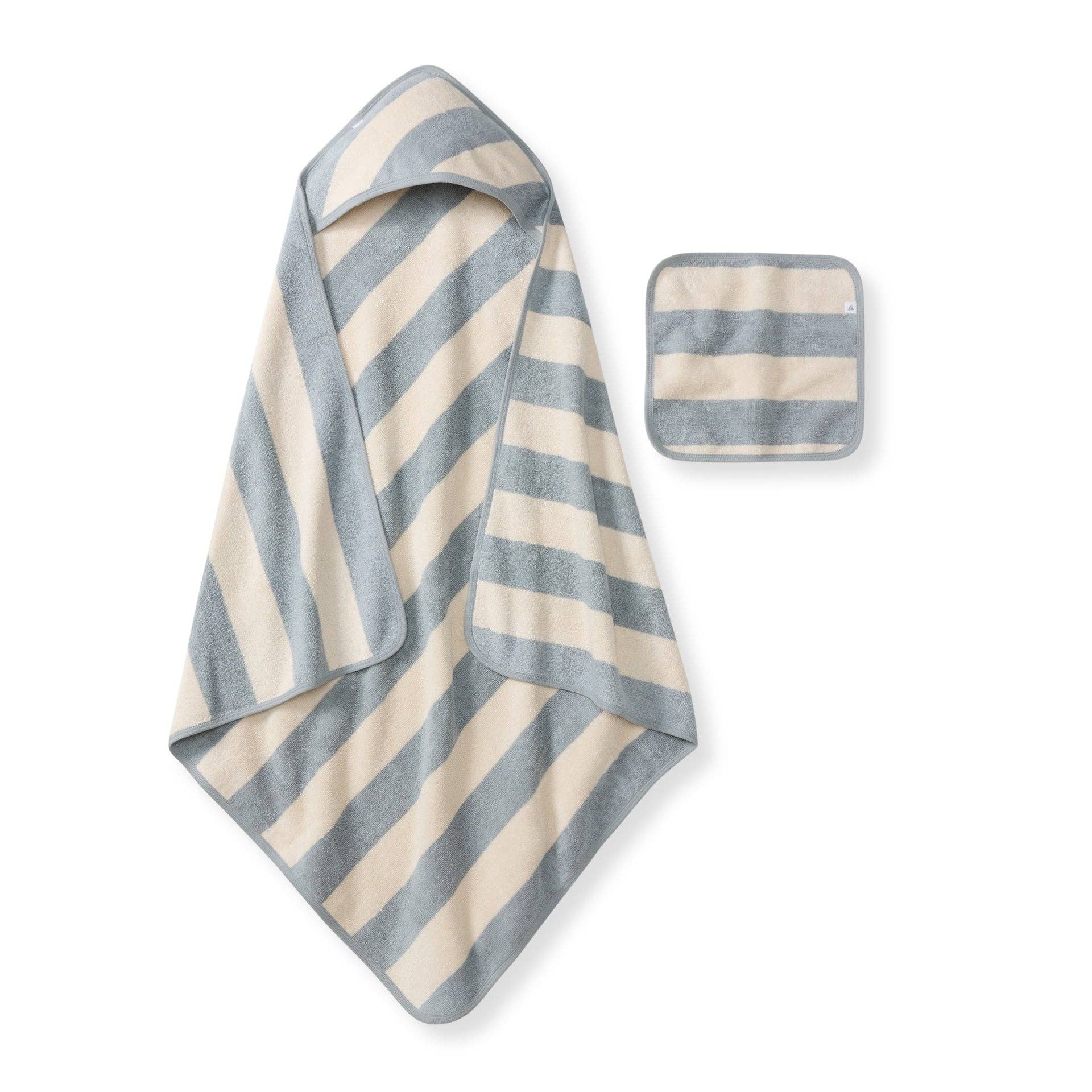 Burt's Bees Baby - Rugby Stripe Woven Terry Towel & Washcloth Set: Quarry / One Size