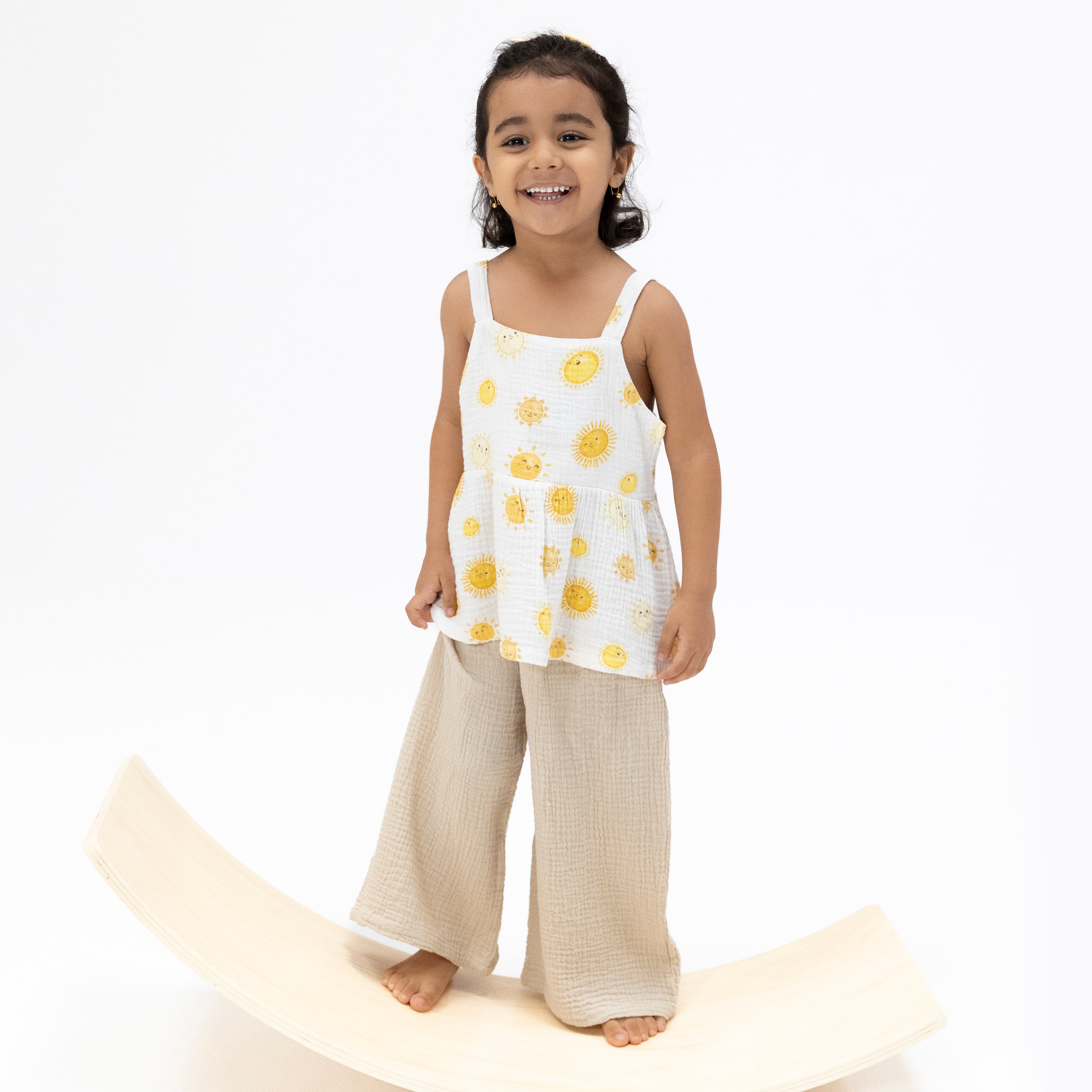Angel Dear Happy Suns Peplum Tank with Wide Leg Pant