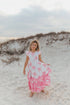 Kids Bella Pink Bow Flutter Sleeve Ruffles Spring Dress