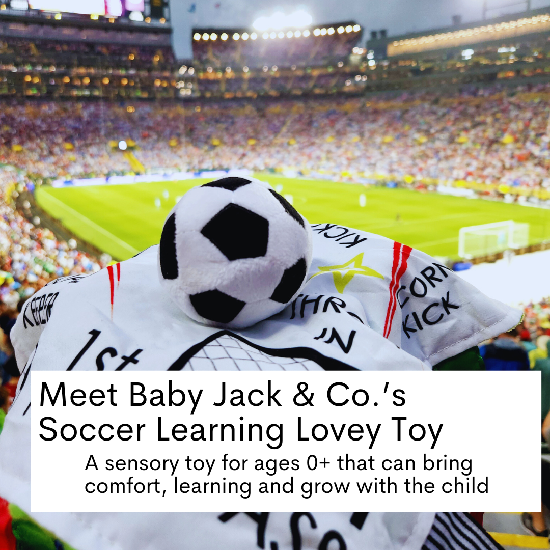 Baby Jack and Company - Soccer Ball Baby Learning Lovey Tag Stroller Toy 10" x 10"