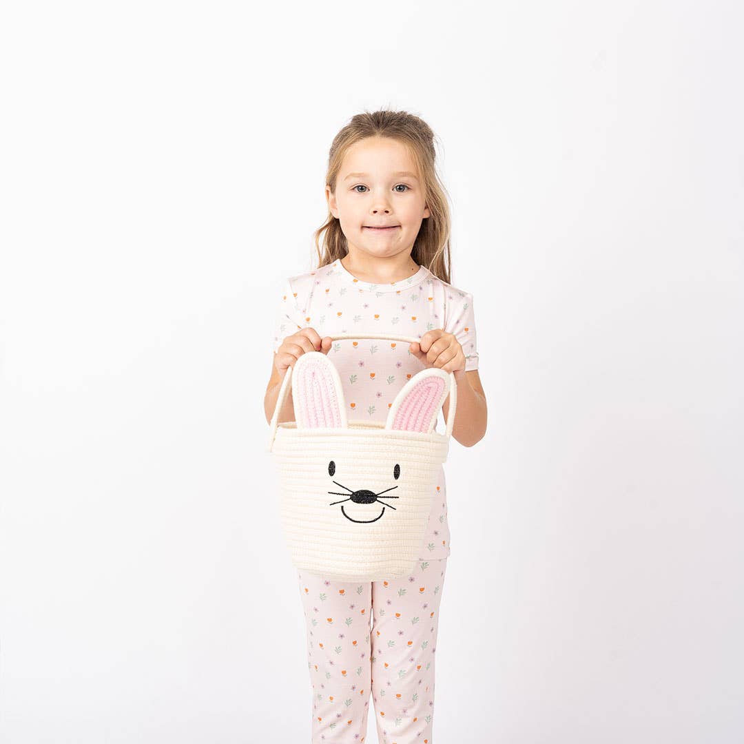 Cream Bunny Basket Rope Gift Basket Kids Gift