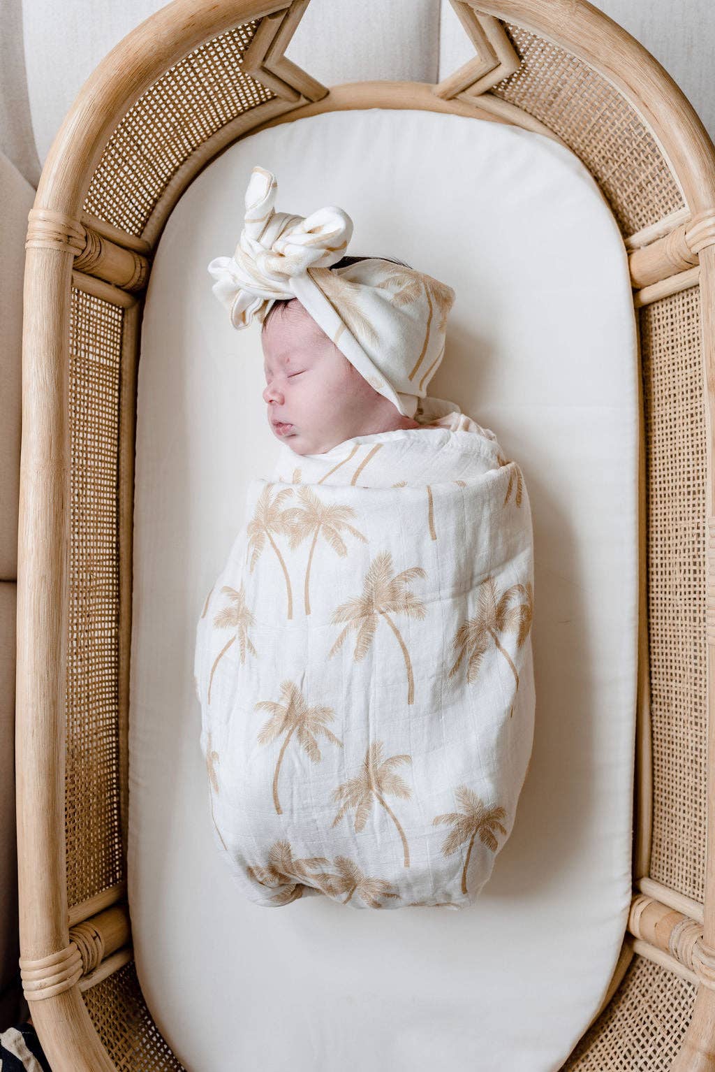 Cotton & Bamboo Swaddle - Tan Palm Tree