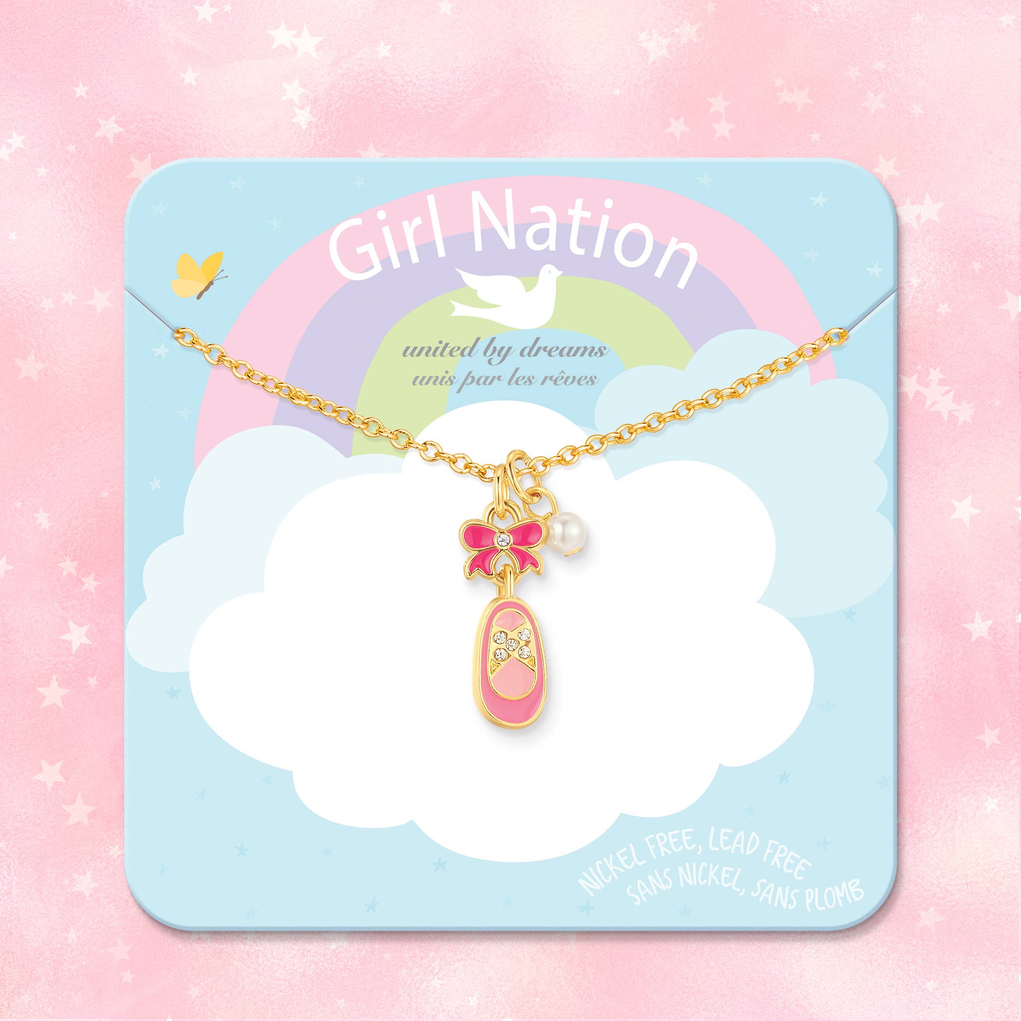Girl Nation - Sweet Petite Necklace- Crystal Ballet Shoe