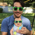 Roshambo Eyewear - Bright Green Sunglasses: Toddler (Ages 2-4) / Chrome Polarized Lens
