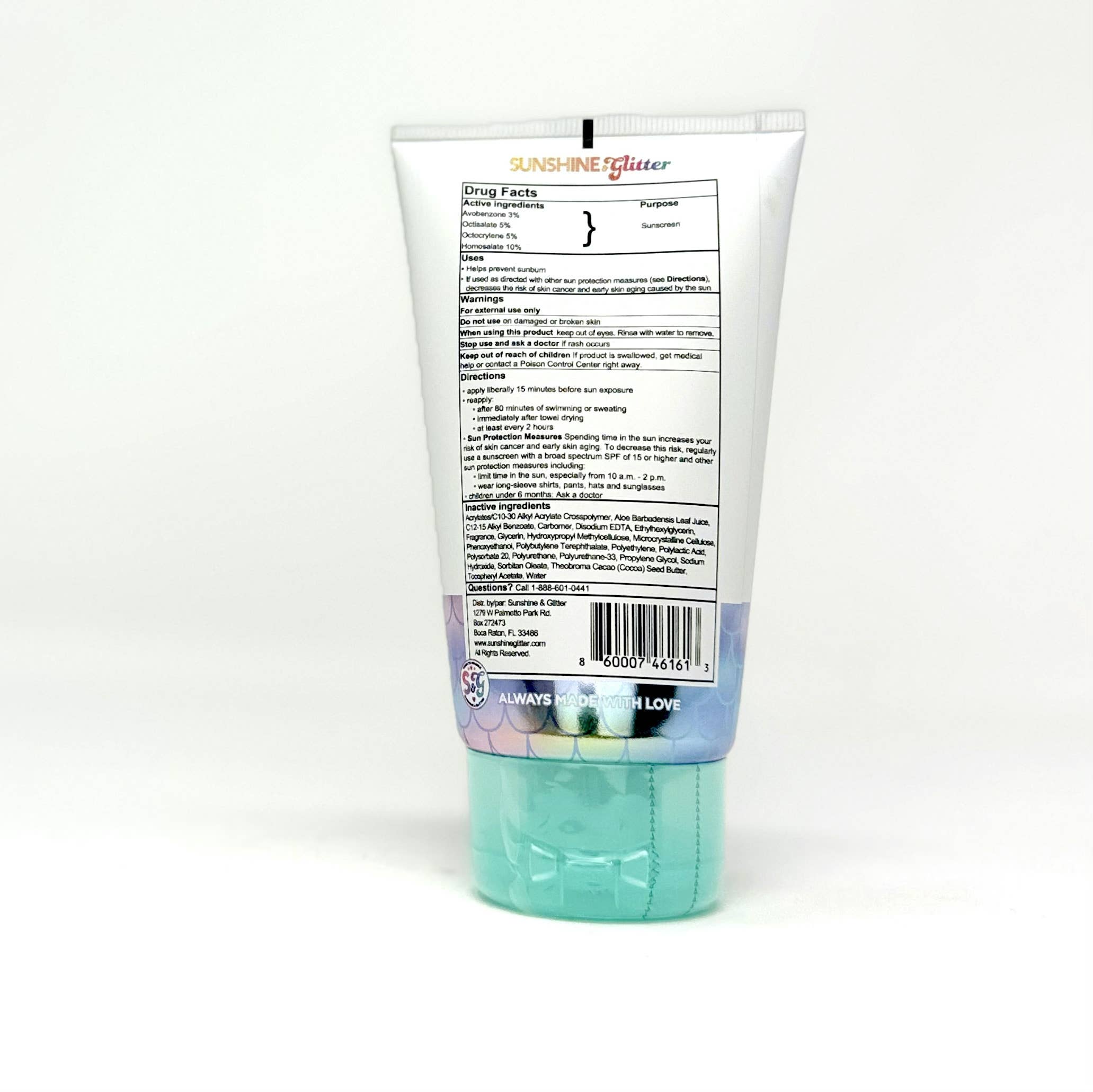 Sunshine & Glitter - NEW! S&G Mermaid Biodegradable Glitter SPF 50 TUBE