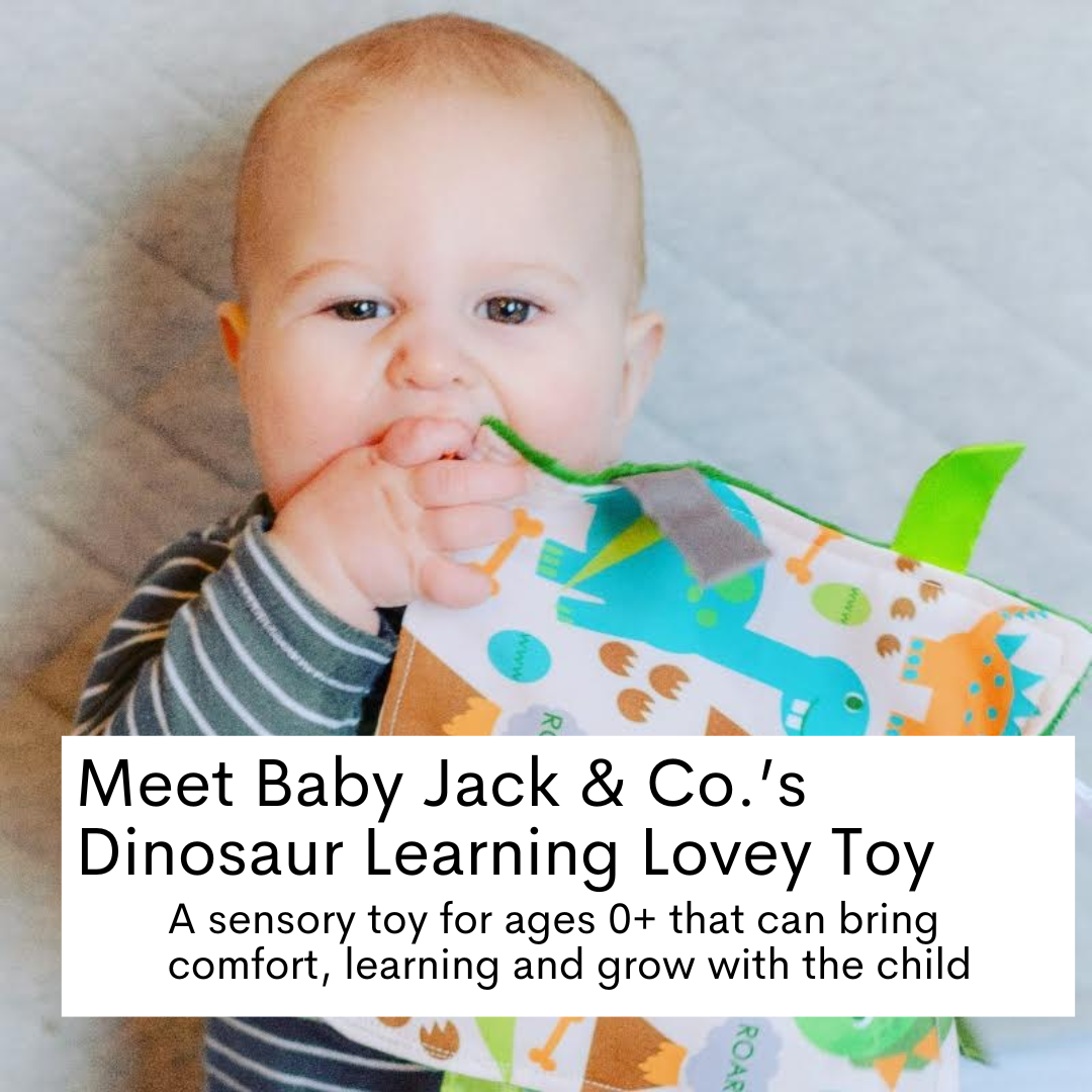 Baby Jack and Company - Dinosaur Learning Lovey Crinkle Tag Sensory Toy 8"x8"